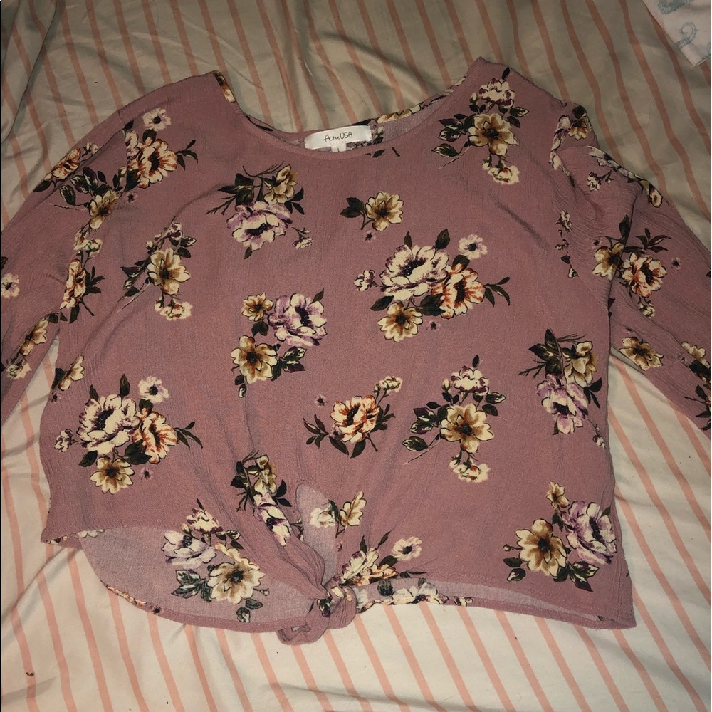 Floral long sleeve crop top